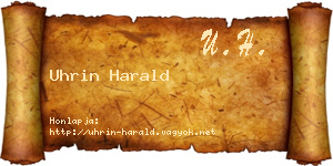 Uhrin Harald névjegykártya